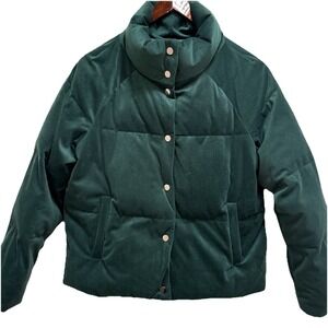 O.P.D.V. On Parle De Vous Emerald Green Velvet Puffer Jacket T1 Sz S